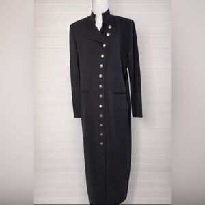 Virgo II Vintage Black Military Button Front Midi Dress –‎ Size 16
